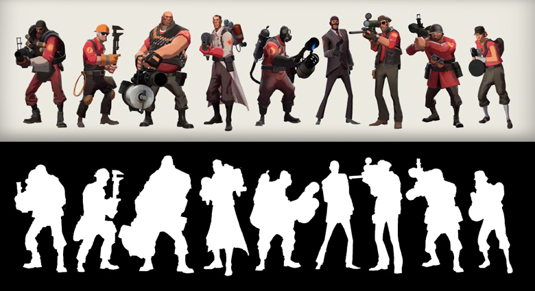 Valve focused on silhouettes when designing characters for Team Fortress 2.